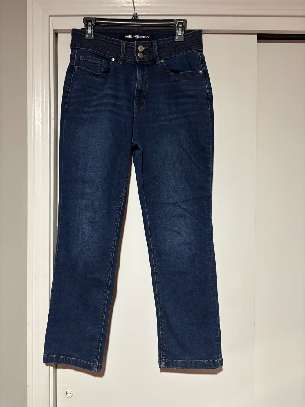 Karl Lagerfeld Women's Navy Straight Leg Stretch Jeans